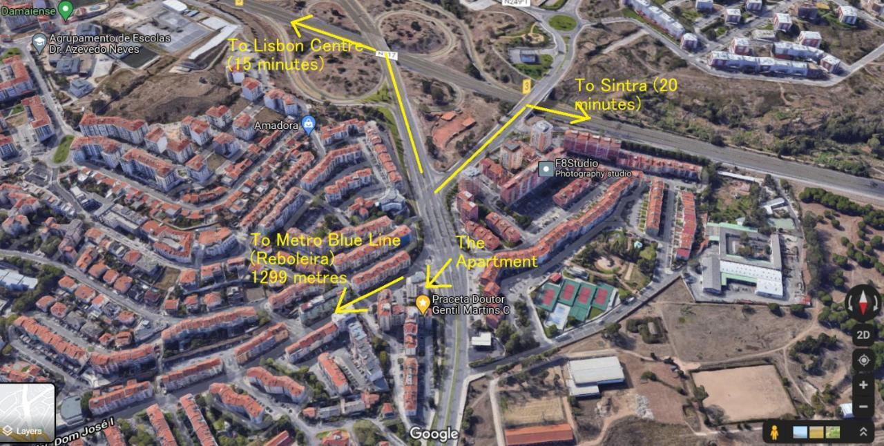 Enjoy Lisbon Cascais Sintra 1200 Metres To Metro Blue Line Sintra Rail Line Free Parking Apartment Amadora Exterior photo